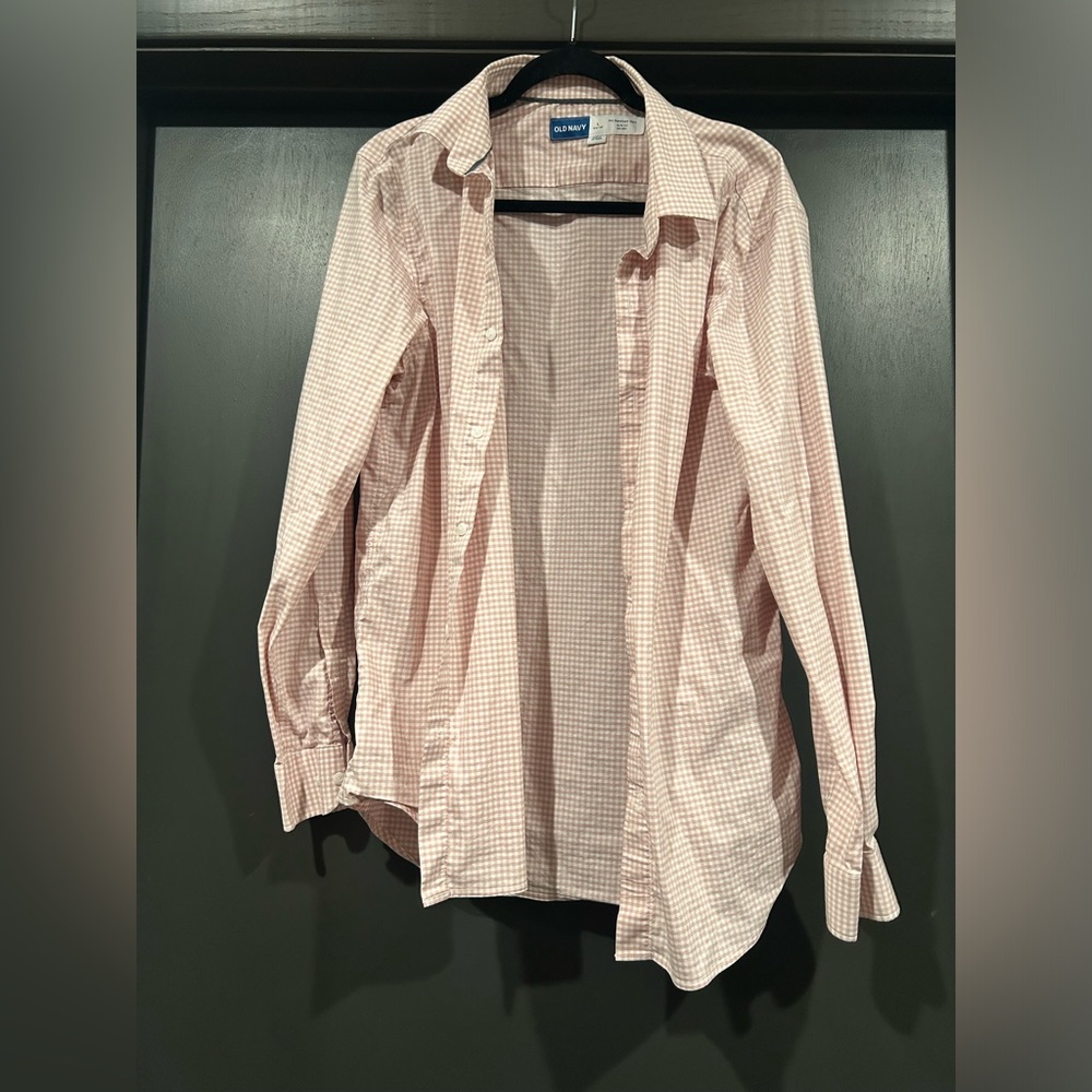 Old Navy Pink Checkered Dress Shirt